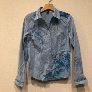 Embroidered button up